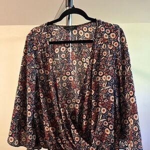 Sanctuary Floral Blouse - Red and Blue